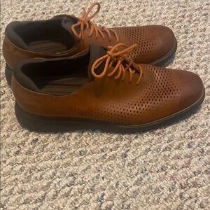 Cole Haan Brown Leather Oxford Shoes with Broguing